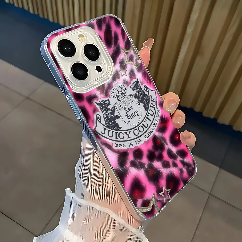 Funda de teléfono rosa j-juicy c-cuture para Samsung Galaxy S25 S24 S23 S22 S21 S20 FE Note20 Note10 Edge Plus Ultra Lite 5G transparente