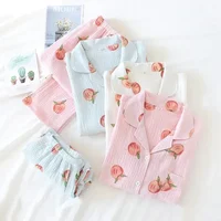 New large size pajamas women cotton crepe home service cotton long sleeve trousers suit simple and comfortable summer and autumn - Image 3