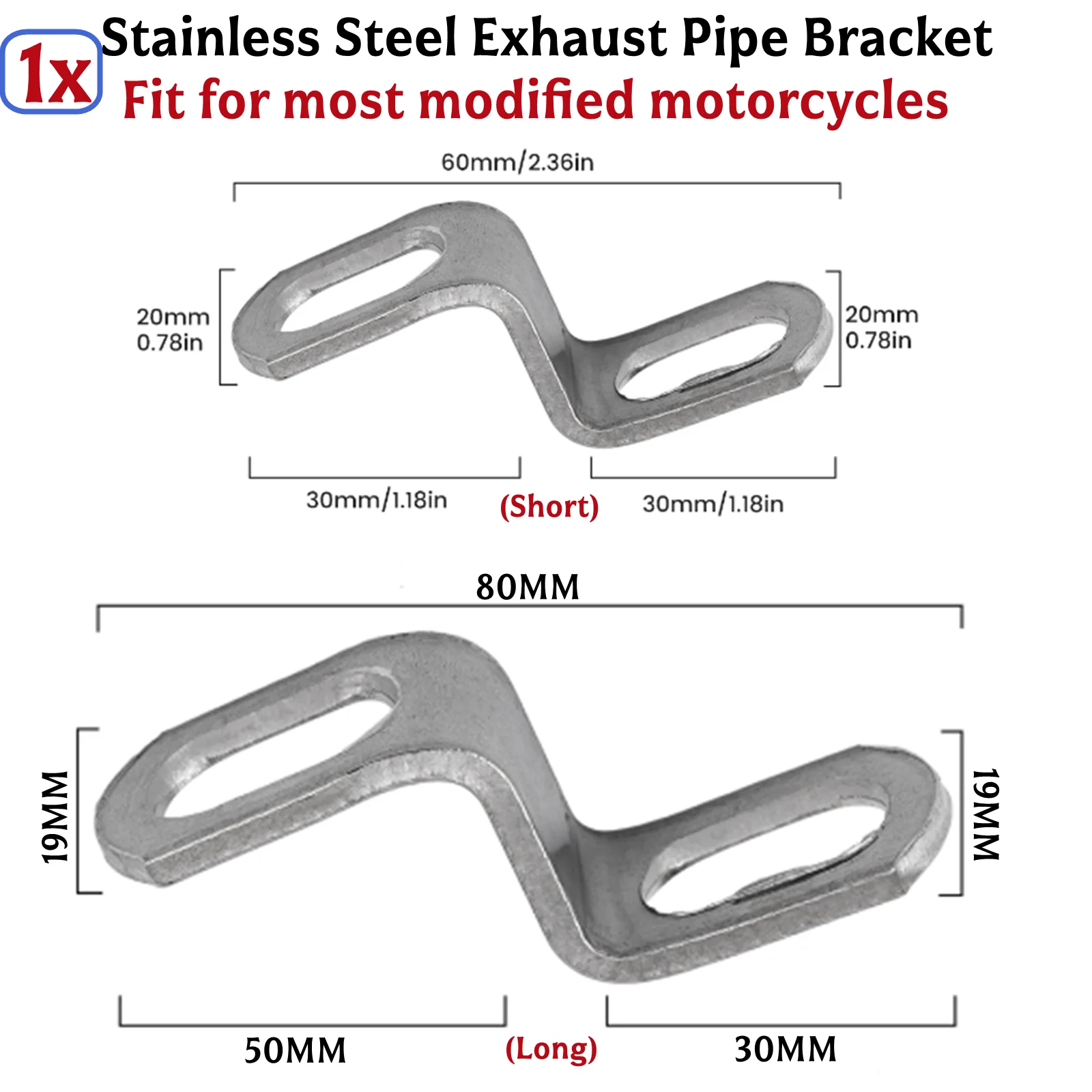 

1x Stainless Steel Motorcycle Universal Exhaust Muffler Pipe Z-Type Mounting Clamp Bracket Holder Part Replace Accessories
