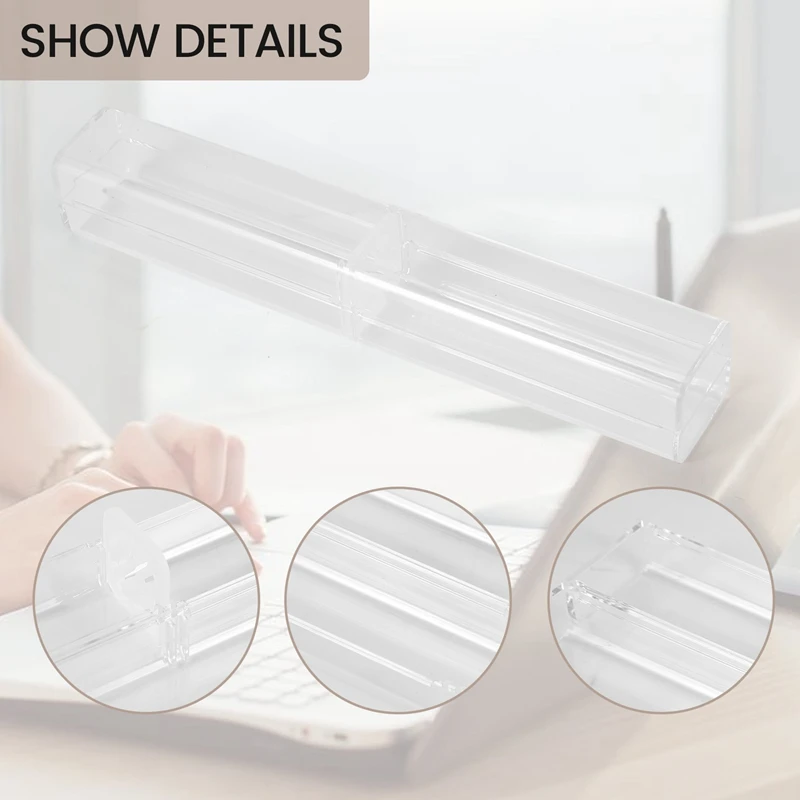 25Pcs Plastic Clear Pen Case Gift Empty School Office Collection Set Pen Container Storage For Father's Day Mother's Day