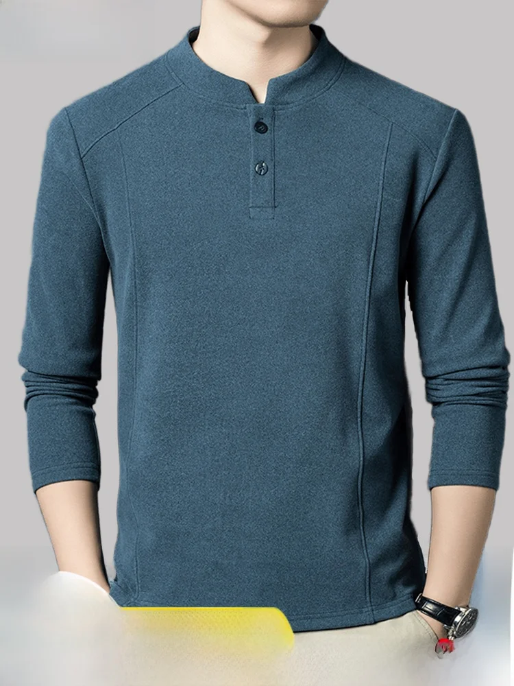 Eordu Men's Pure Wool Long Sve Stand Collar  Color Casual Warm Sweater Base irt Comfortable Soft Winter Knittedwear