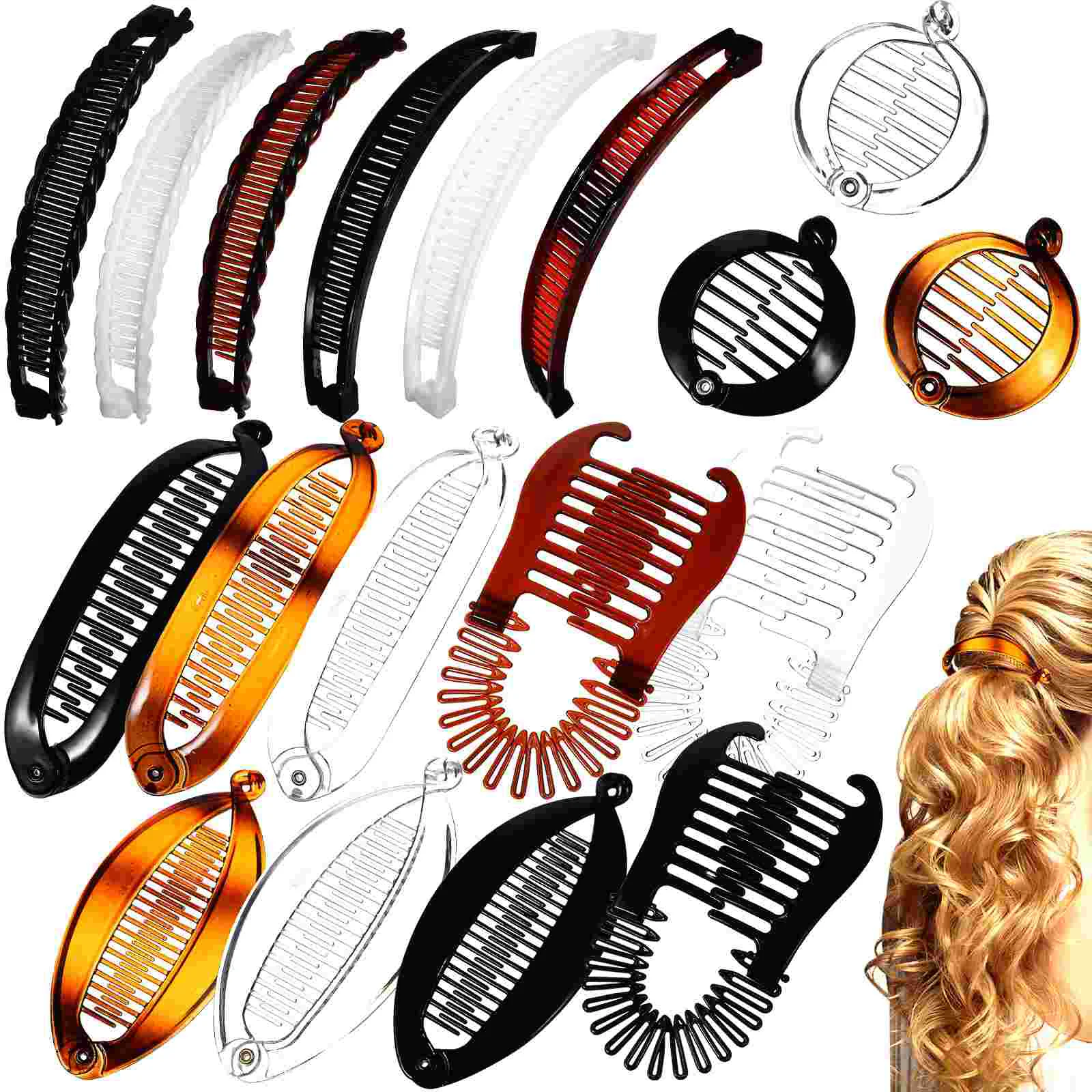 

18 Pcs Large Banana Clips Hair For Women Tortoise Vintage Pins Small Thin Fishtail Women's