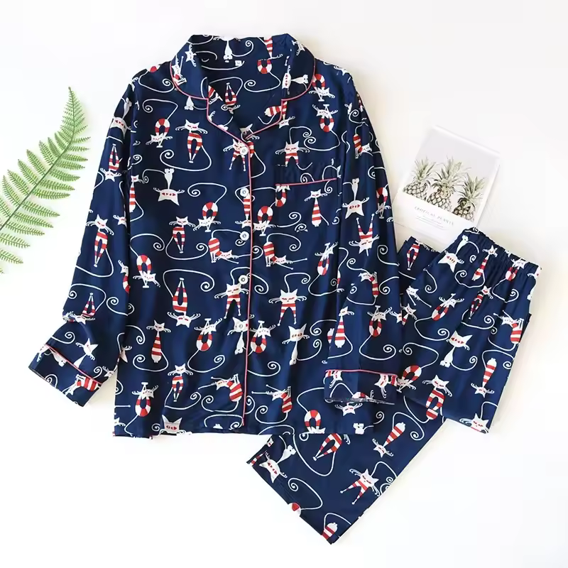 Spring / Summer New 100% viscose long-sleeved trousers ladies pajamas suit 3XL plus size long Sleepwear women's home Nightwear - Image 18