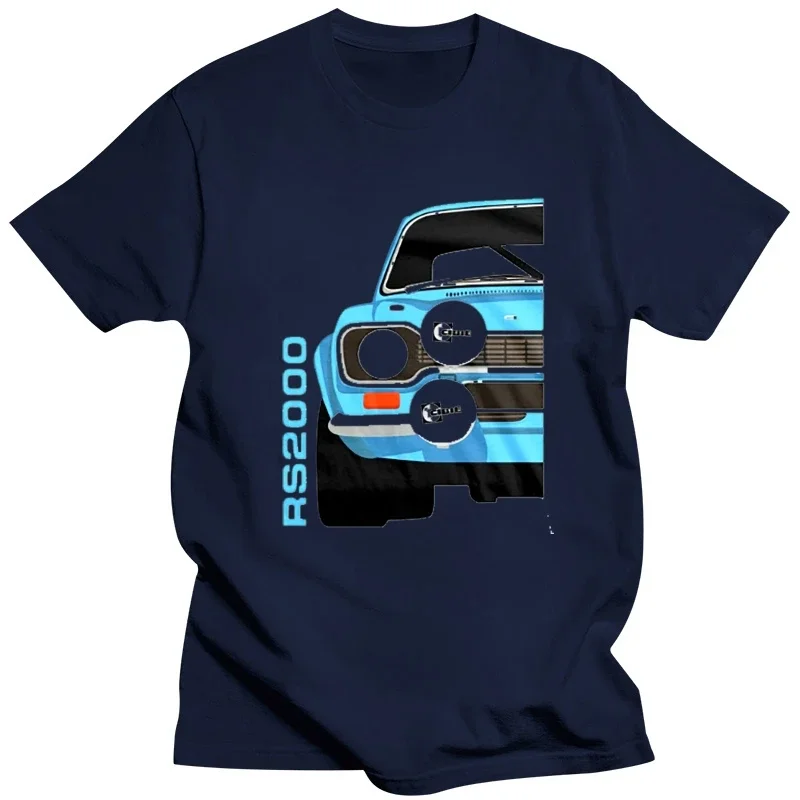 2024 NEW American Classic Car Escort Blue Mk1 Rs2000 Car White  Mens New Fashion Brand Clothing Tops Men T Shirt Clothes