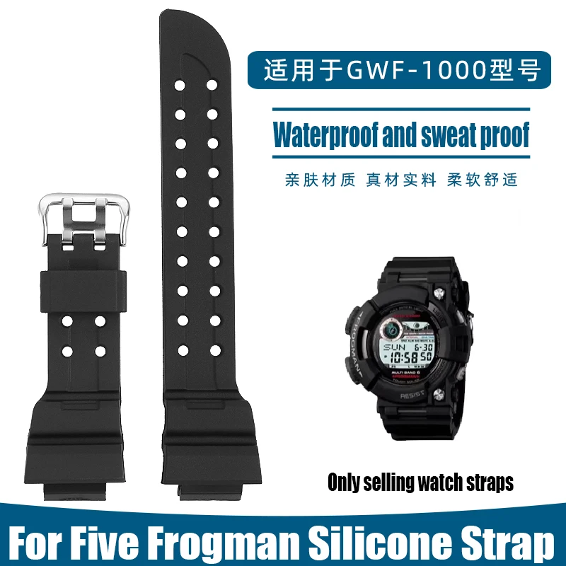 Casio G-shock 3184 GWF-1000รุ่น frogman สายกันน้ำผู้ชาย Tali Jam Tangan silikon สีดำสายรัดข้อมือสายรัดข้อมือสำหรับเล่นกีฬา