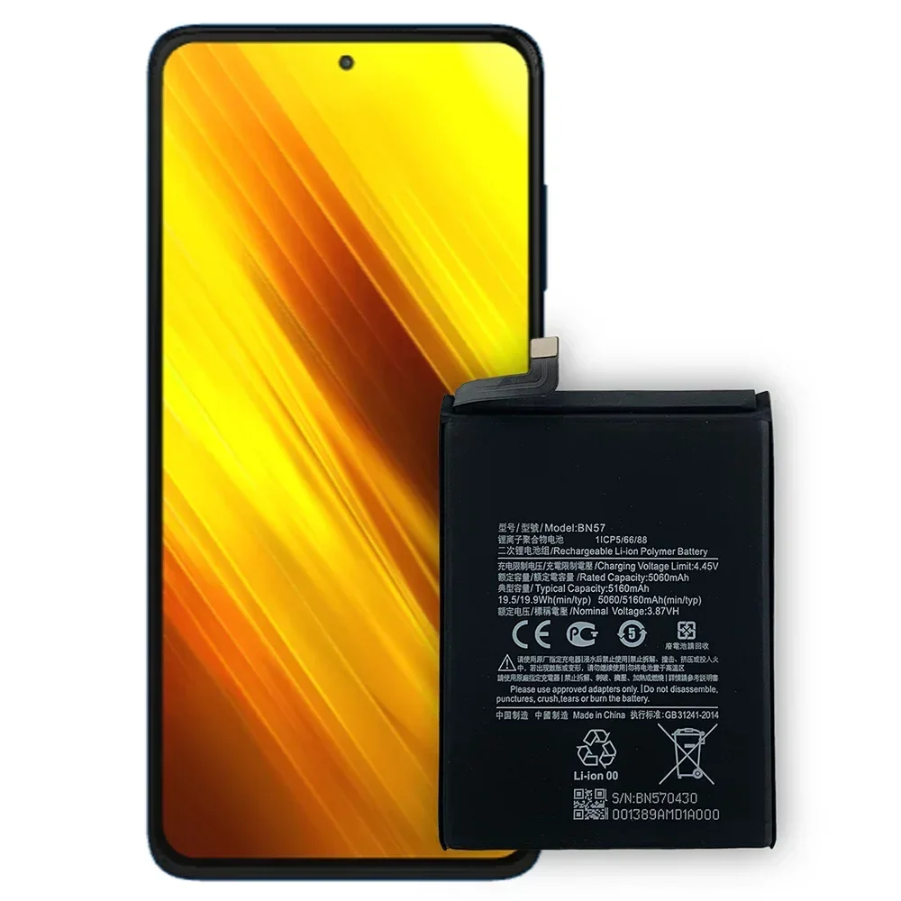 Xiaomi BN57 5160mAh Mobile Phone Battery For Xiaomi Pocophone X3 Poco X3 Pro Replacement Batteries Lithium Bateria