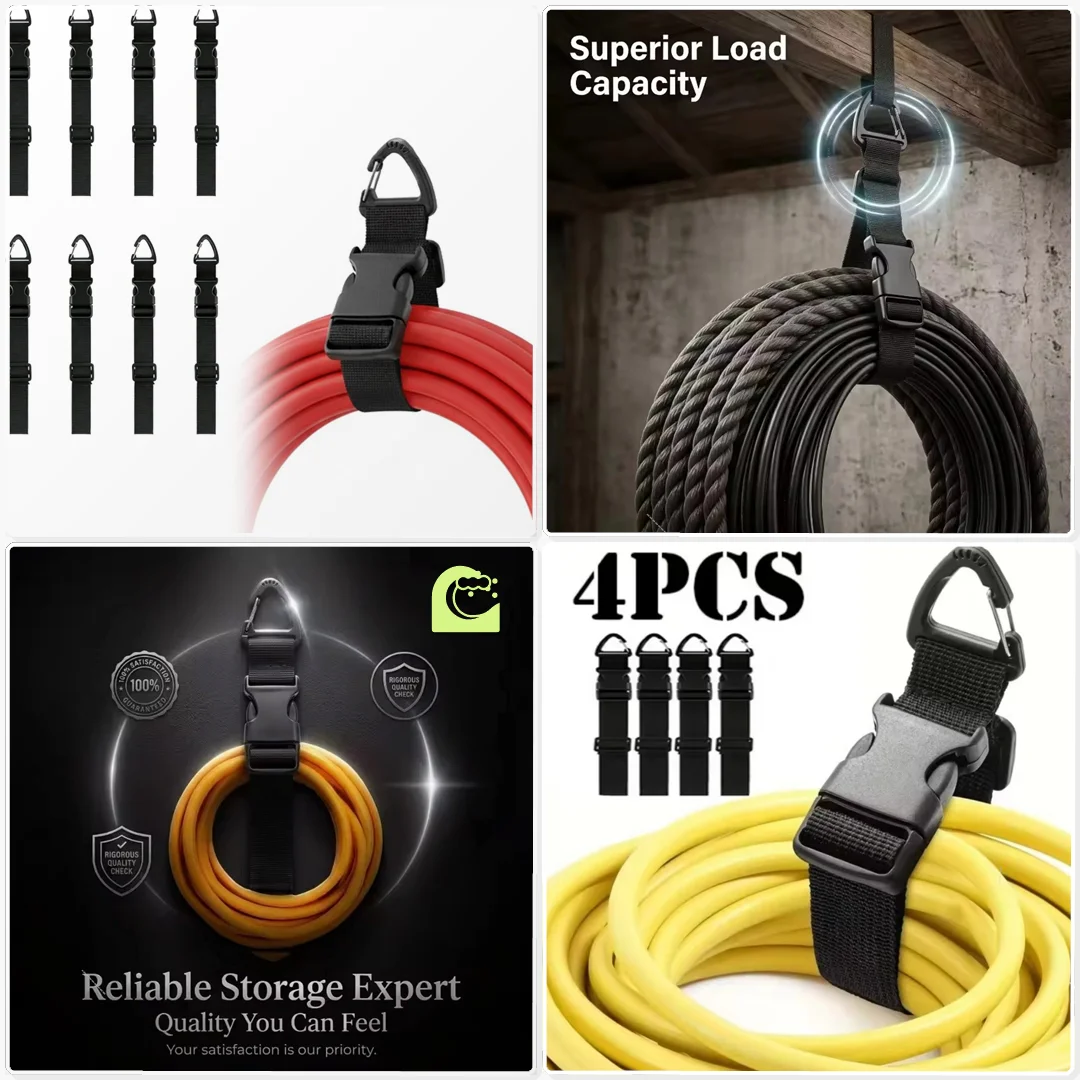 Storage Strap Heavy Duty Hook and Loop Organizer with Handle Camping Tent Guy Line Tie Down Strap Bundle