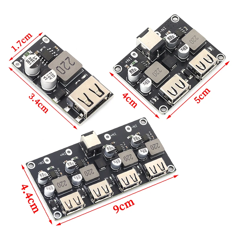 1/2/4 Channel DC Step Down Module 12V 24V to QC3.0 Fast Charging Single USB Board FCP Compatible for iPhone and Huawei.
