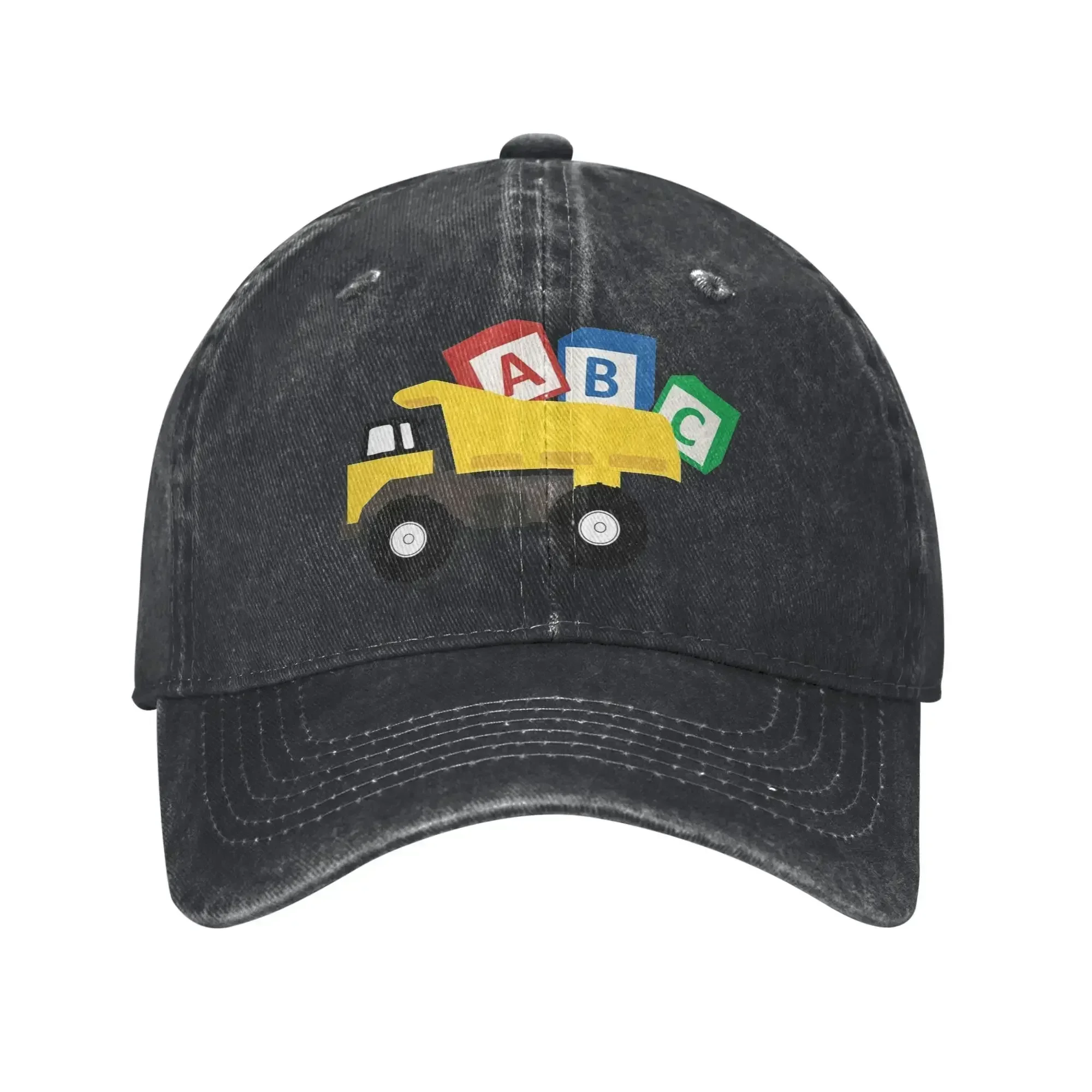 New ABC Construction Trucks Excavator Baseball Cap  Distressed Washed Hats Cap Vintage Outdoor Activities Unstructured Soft Sun