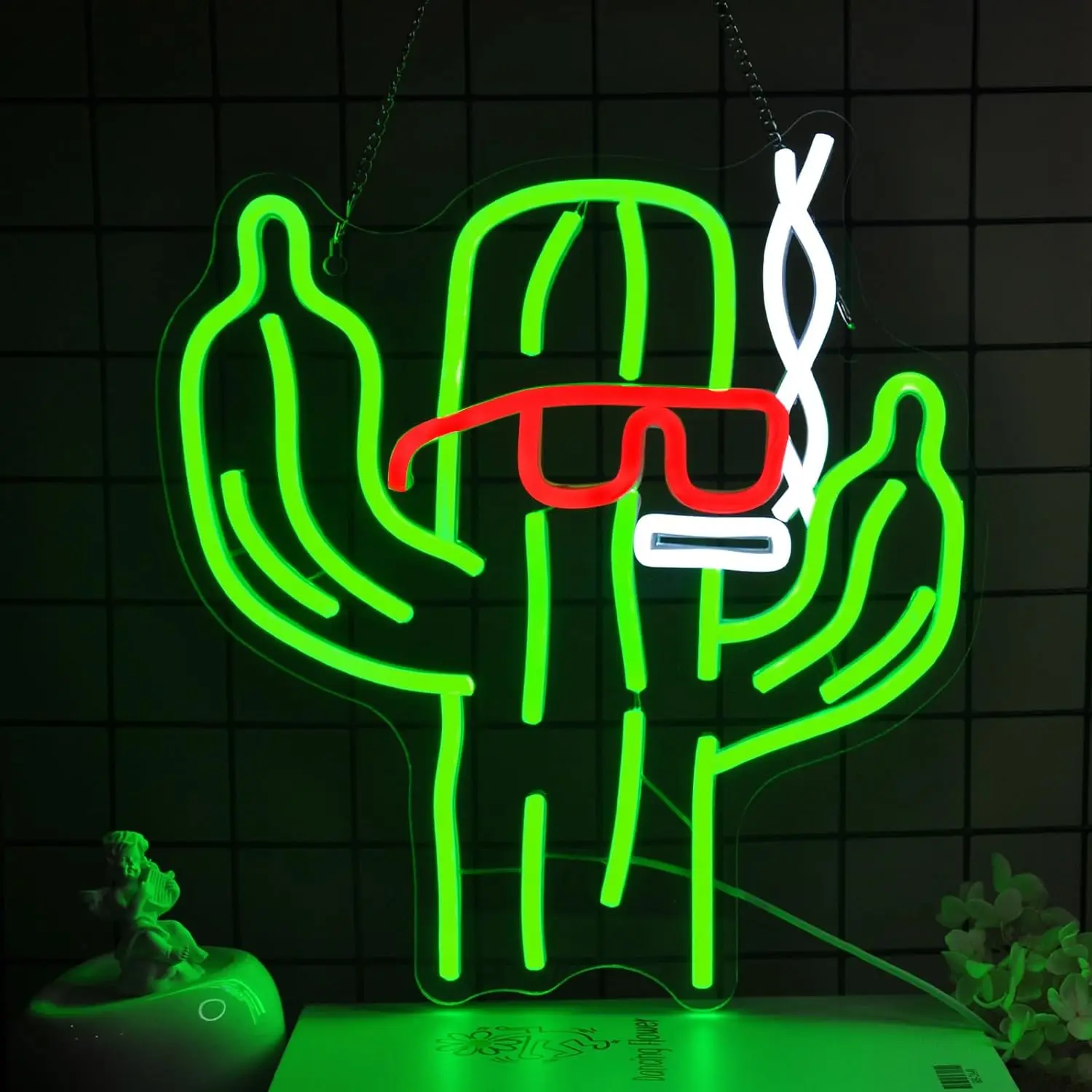 

Smoking Cactus Neon Light Sign USB Dimmable LED Neon Sign for Bedroom Livingroom Club Bar Man Cave Party Gifts Wall Decor Gift