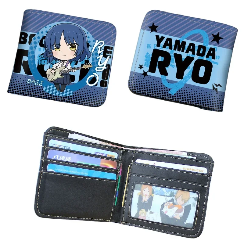 

Bocchi The Rock! Short PU Leather Anime Wallet Cute Cartoon Girls Gotoh Hitori Yamada Ryo Folding Purse Gift for Manga Fans