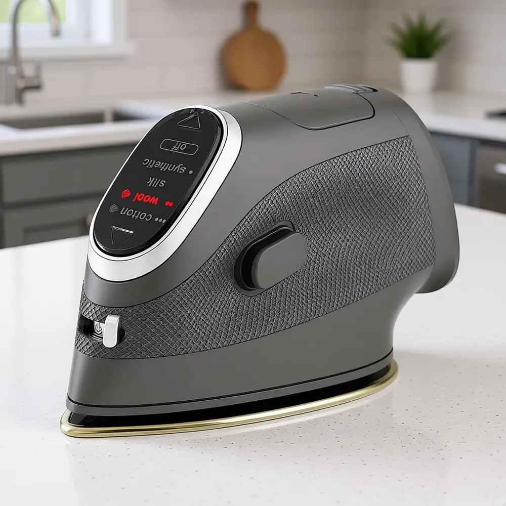 

Мини-паровой утюг, титановая подошва, 1000 Вт, удлиненный шнур 10 футов, автоматическое отключение через 3 минуты, портативный, черный