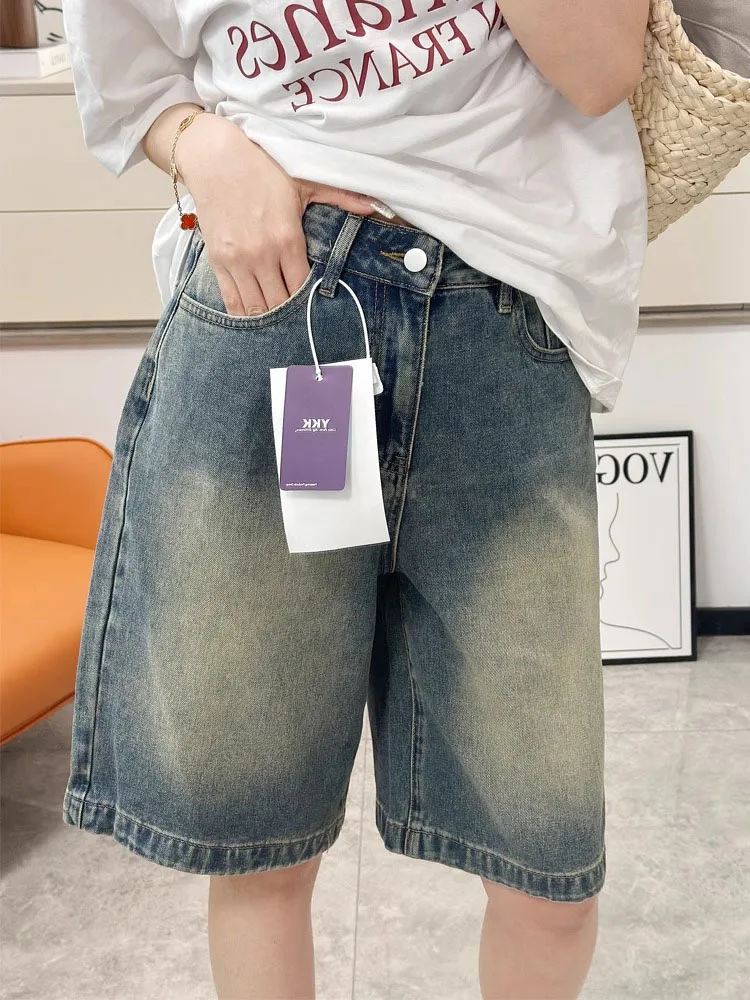 

Retro High Waist Loose Fit Straight Leg Denim orts Women Summer plus Size Slimming Small Tall Wide Leg Medium Pants