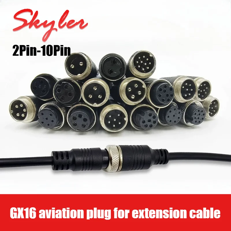 GX16 2 3 4 5 6 7 8 9 10 Pin Aviation Plug with Line Male to Female Connector Cable 16mm Aviation Socket 30cm-3M Extension Cord