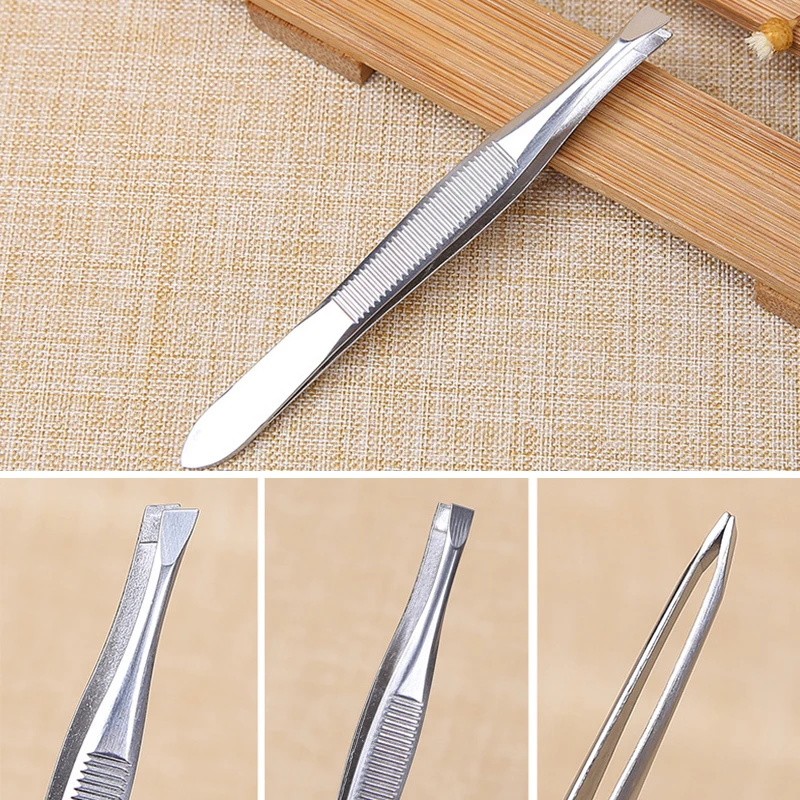 2Pcs/Set Professional Stainless Steel Hair Removal Clip Eyebrow Face Hair Remover Tweezers Makeup Tool Pinset