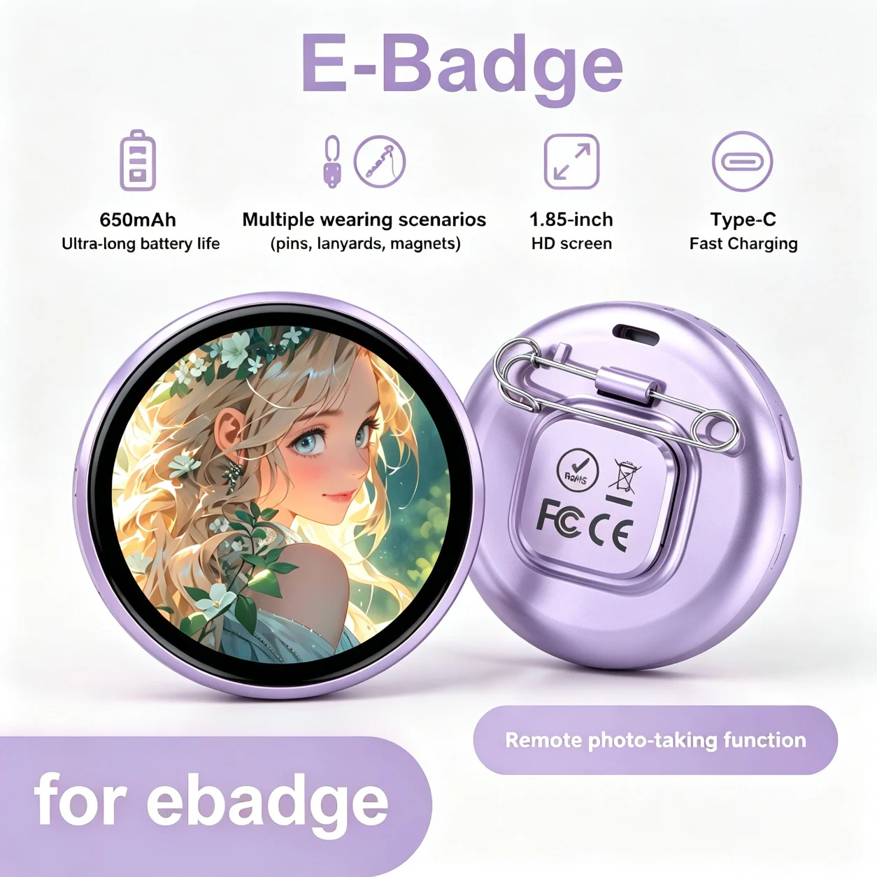 Anime Merchandise For Kids - 애니메이션 E-배지 핀 3-in-1 웨어러블 600mAh