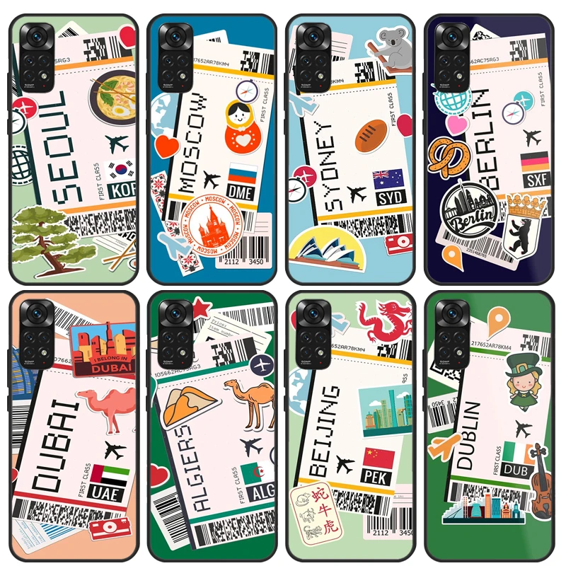 SYDNEY BOARDING PASS Traveltickets Case For Xiaomi Redmi Note 10 11 Pro Cover For Redmi Note 12 8 9 Pro 11S 10S 9S 9A 9C 10C