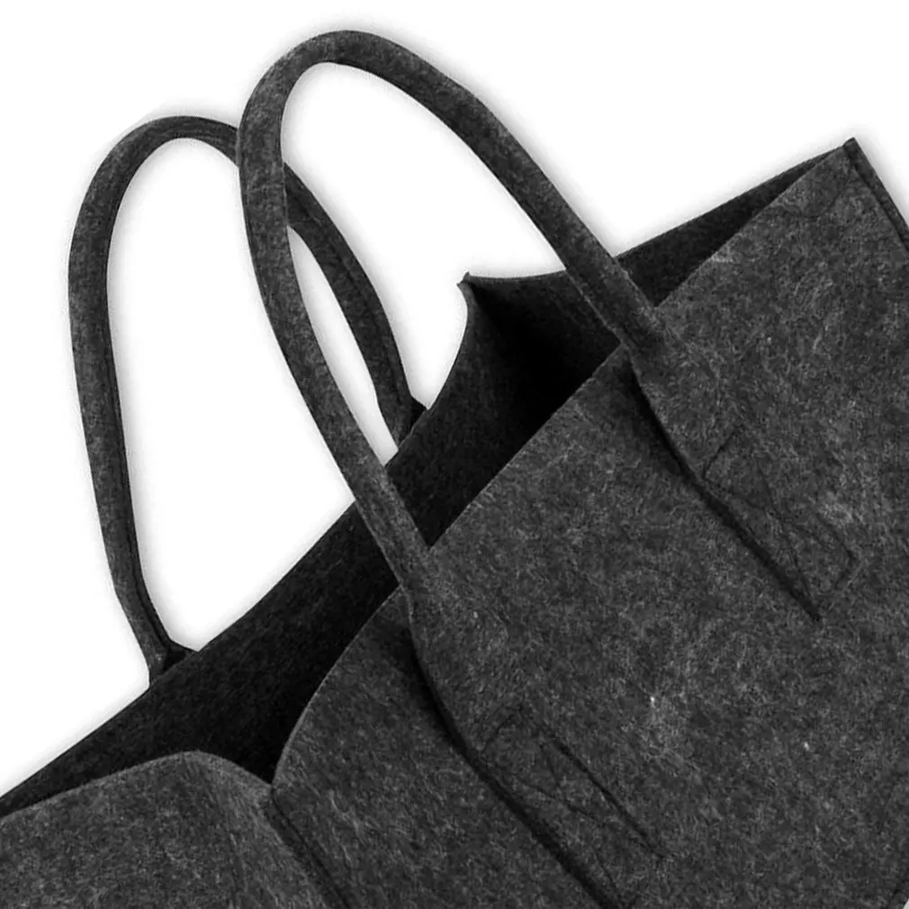 Durable Non-woven Wood Fire Storage Bag organizer Felt Double Handle Opening Shopping Bag Felt Wood Fire Storage Bag