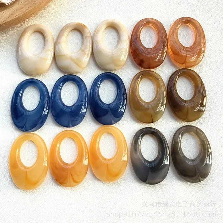 5pcs geometric oval ink hollow-out ring oval frame resin accessories diy hand earrings jewelry wholesale