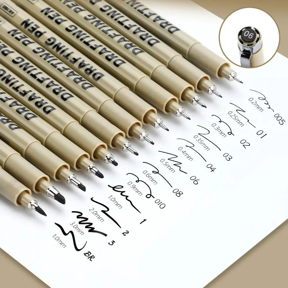 

6/9/12pcs Professional Outline Pen Hand Drawn Comic Micron Fine Drawing Pen Black Ink Fine-liner Art Sketch Marker Liner