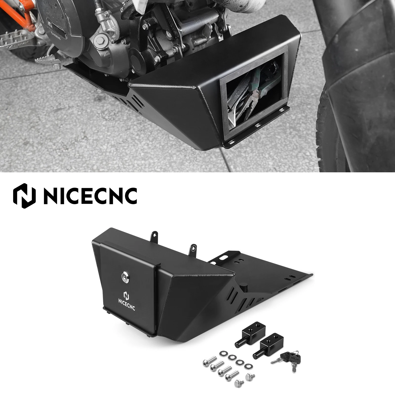 

NICECNC Skid Plate With Toolbox For KTM 690 Enduro R/SMCR 2008-2025 Husqvarna 701 Enduro/Supermoto 2016-2025 GasGas 700 SM/ES