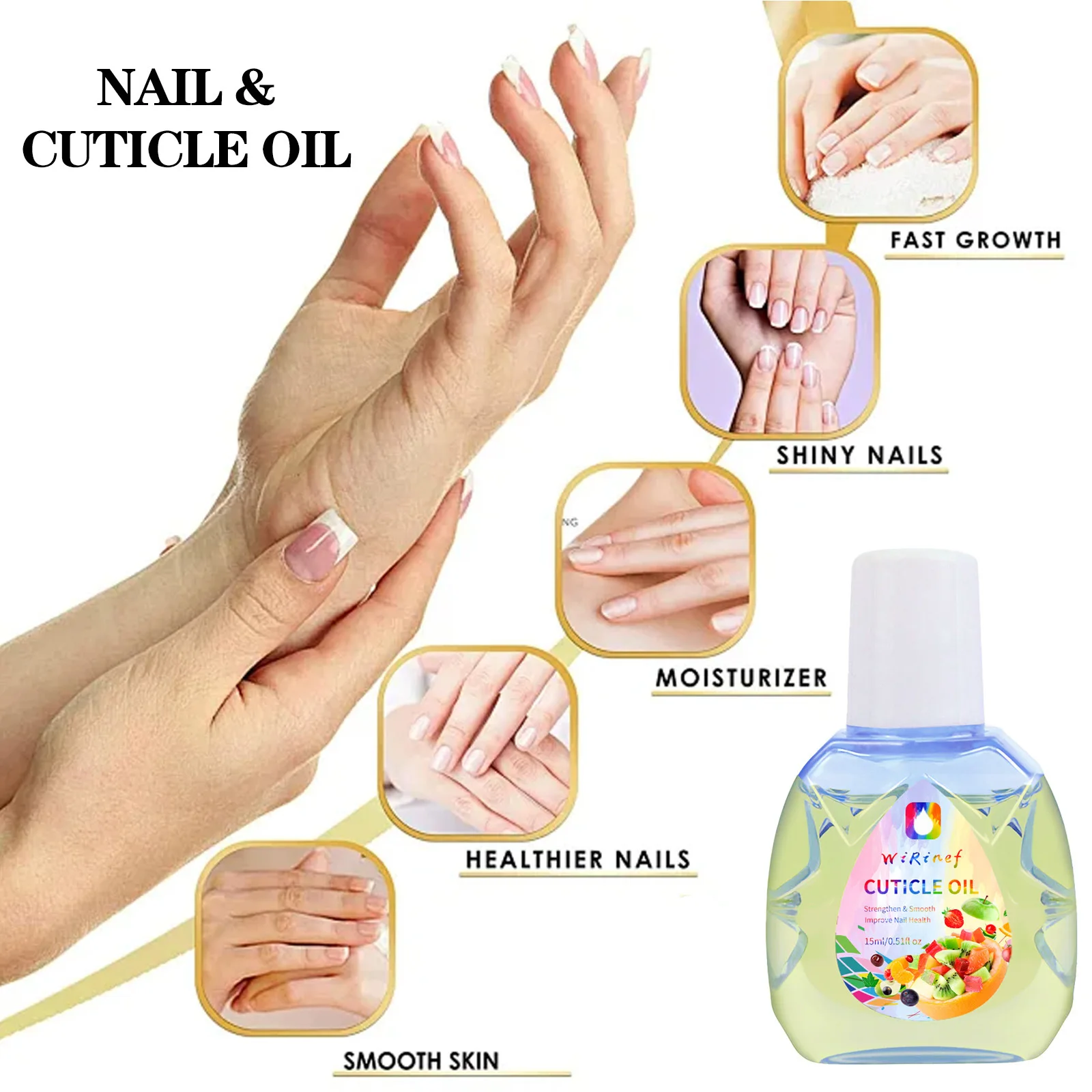 Aceite nutritivo para uñas, 15ml, aceite afrutado para el cuidado de las uñas, aceite de regeneración de cutículas, producto nutritivo para el cuidado de la piel