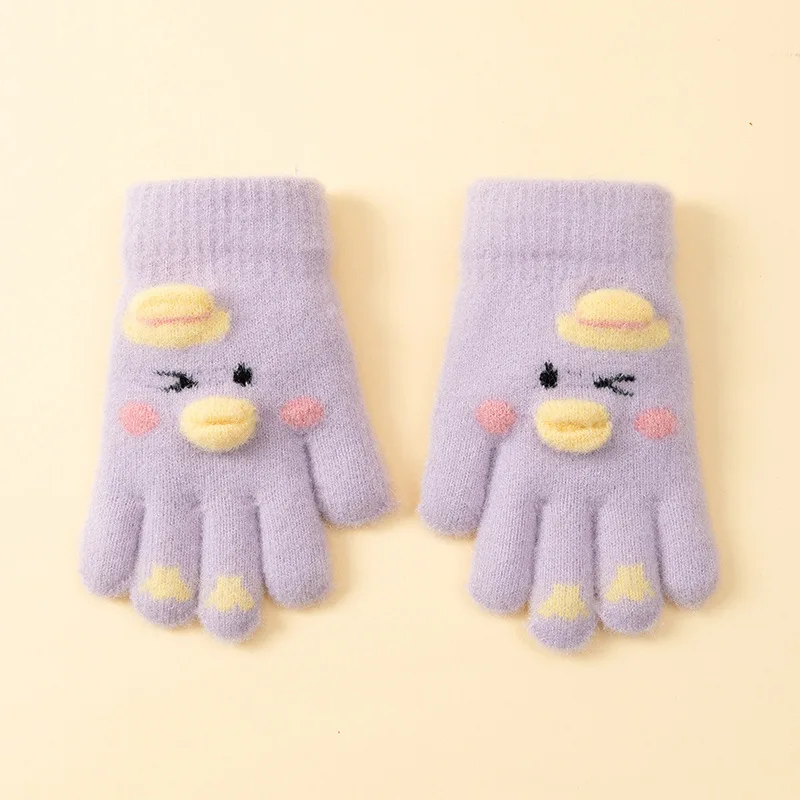 قفازات محبوكة على شكل بطة كرتونية لطيفة للأطفال من سن 3 إلى 9 سنوات مقاومة للبرد ناعمة ومريحة للاستخدام الخارجي والمنزلي #4