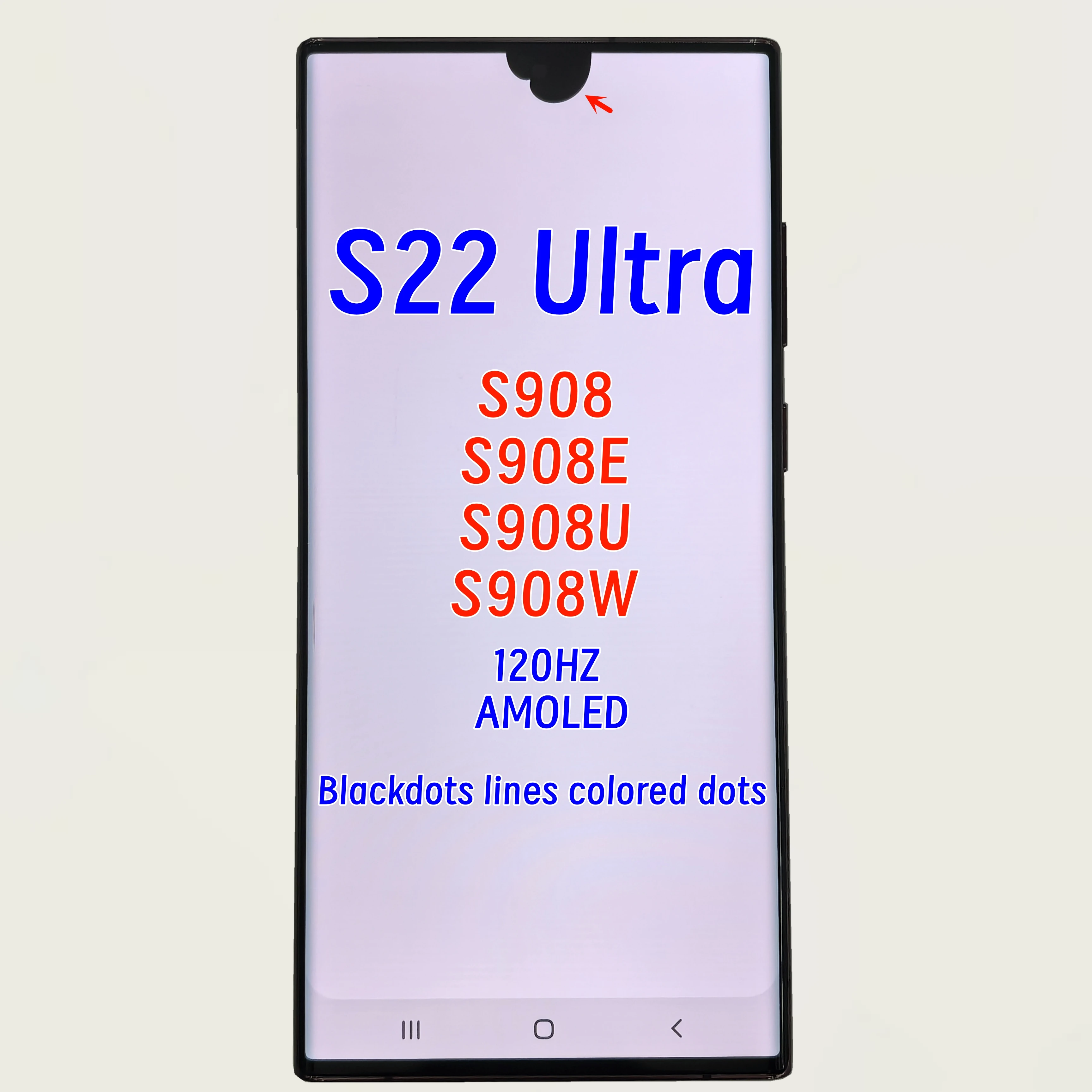 6.8인치 120Hz 슈퍼 AMOLED 삼성 S22 울트라 5G S908U S908 S908B S908W LCD 디스플레이 터치 스크린 디지타이저 어셈블리 (불량품)