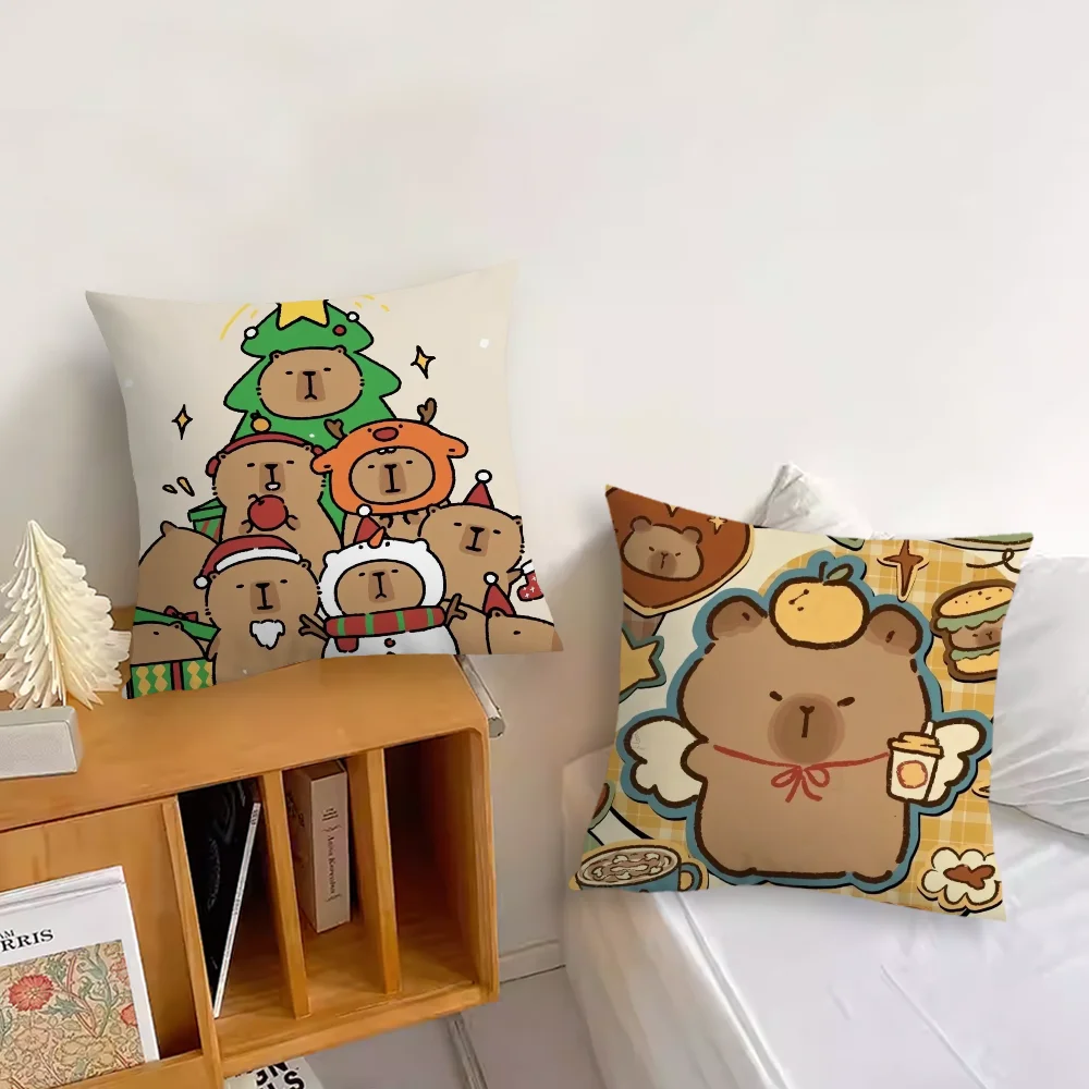 Cartoon Capybara Cute cushion cover Pillow Cover Home Sofa living Decoration Room  Office Car Nordic Simplicity