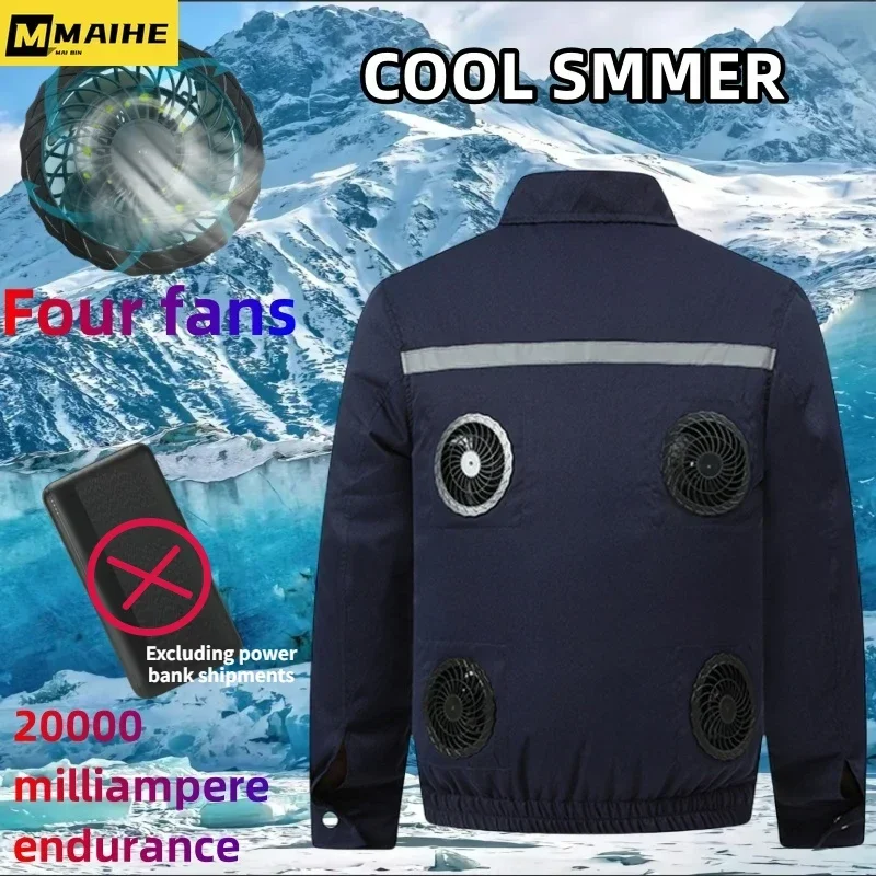 Sommer Tarnung vier Fan Jacke USB High-Power Wärme ableitung Klimaanlage Anzug Herren Outdoor Angeln Arbeits jacke