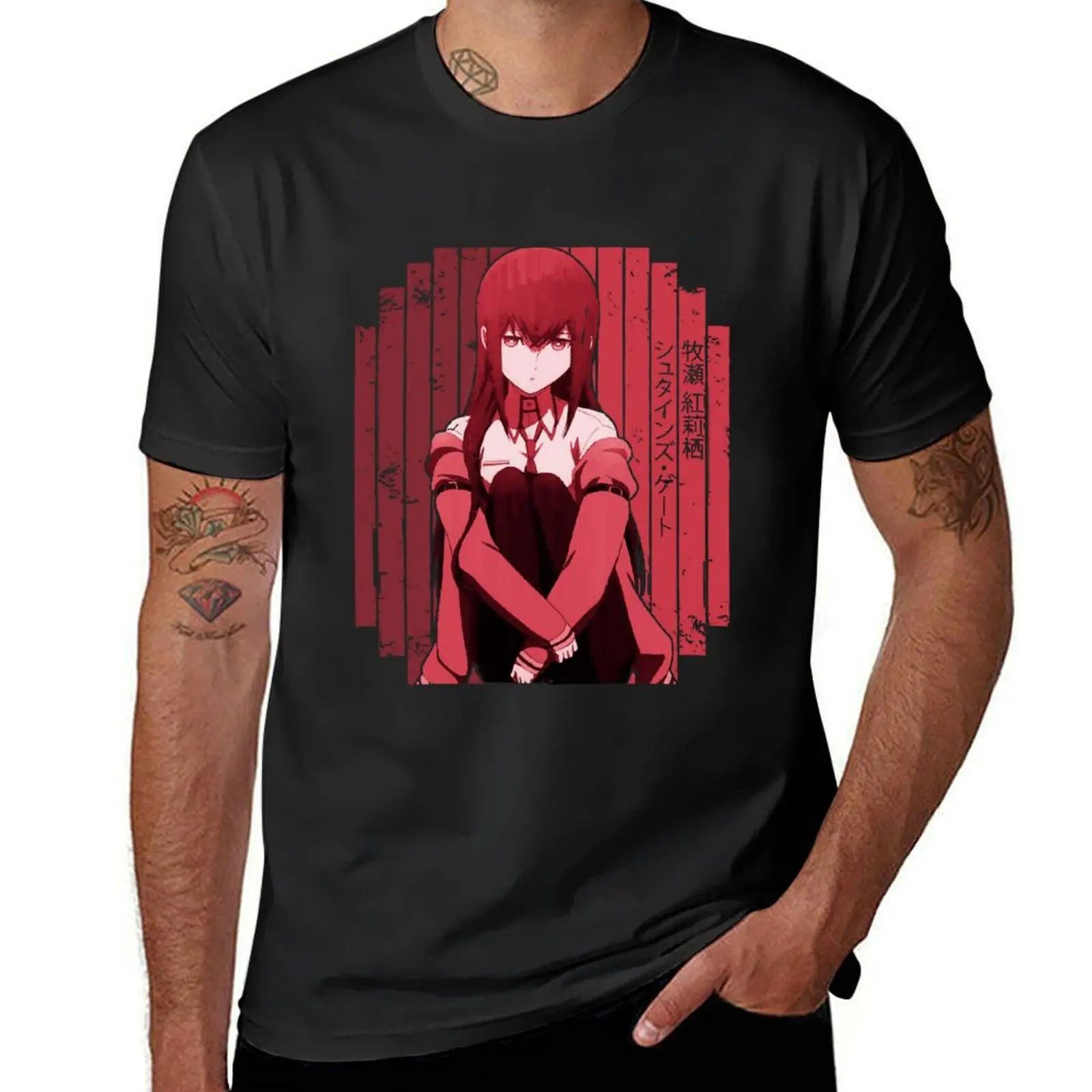 Makise Kurisu Red Steins Anime Gate Gift Fan T-Shirt plus sizes korean fashion animal prinfor boys Men's cotton t-shirt