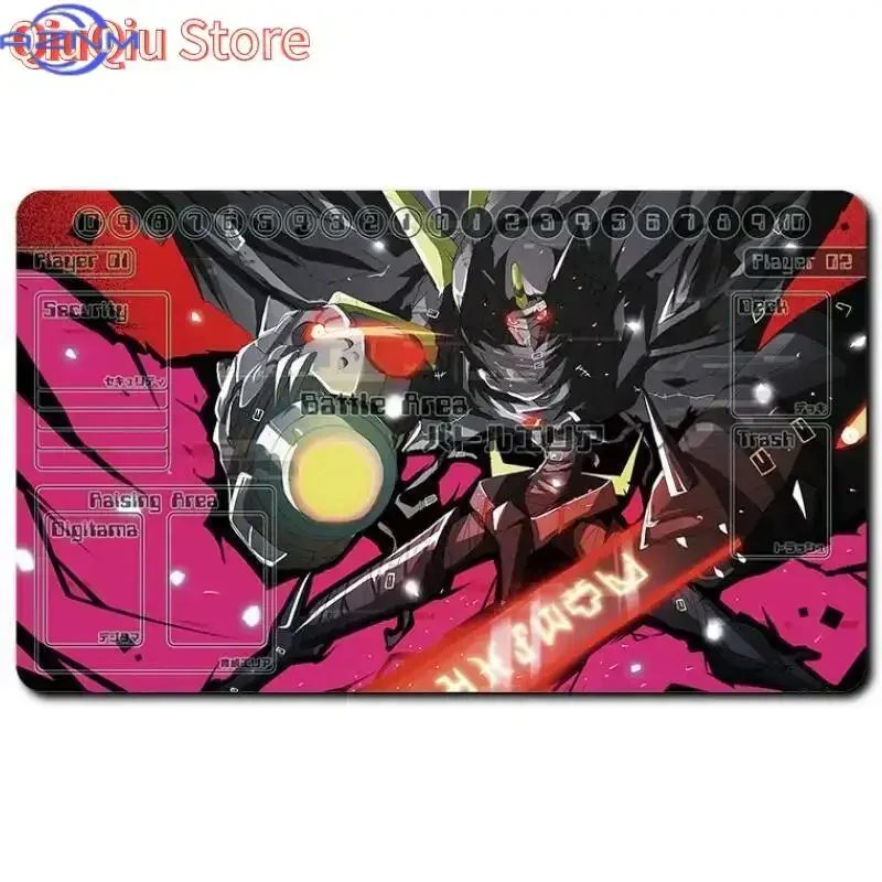 Anime Digimon Card Game Zoned Playmat Large Mousepad Rubber Non-Slip Trading Card Game Desk Mat for Table Card Gaming Decor