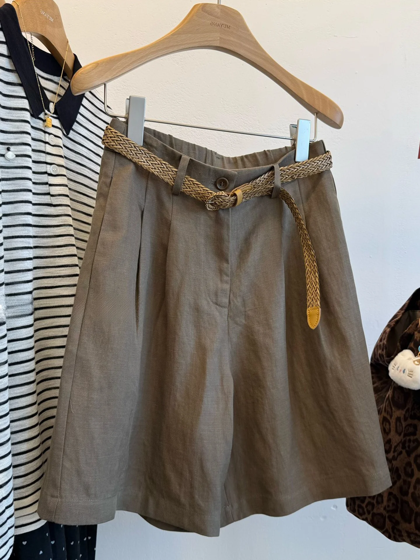 

Retro Japanese Style Loose Fit Slimming Utility Five-Quarter Casual Pants Women's High Waist Straight Leg Summer Shorts