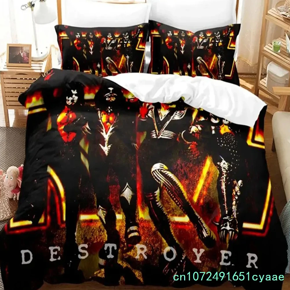 Kiss Band Bedding Set Single Rock Band Duvet Cover Double Queen King Twin Size For Boys Adults Soft Duvet Cover Set Gift