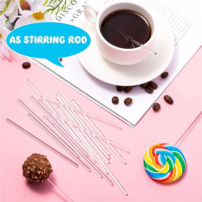 200 Pieces 4 Inch Acrylic Lollipop Sticks Clear Reusable Acrylic Rods For Making Lollipops Cake Pops Candies Chocolates-ABUA