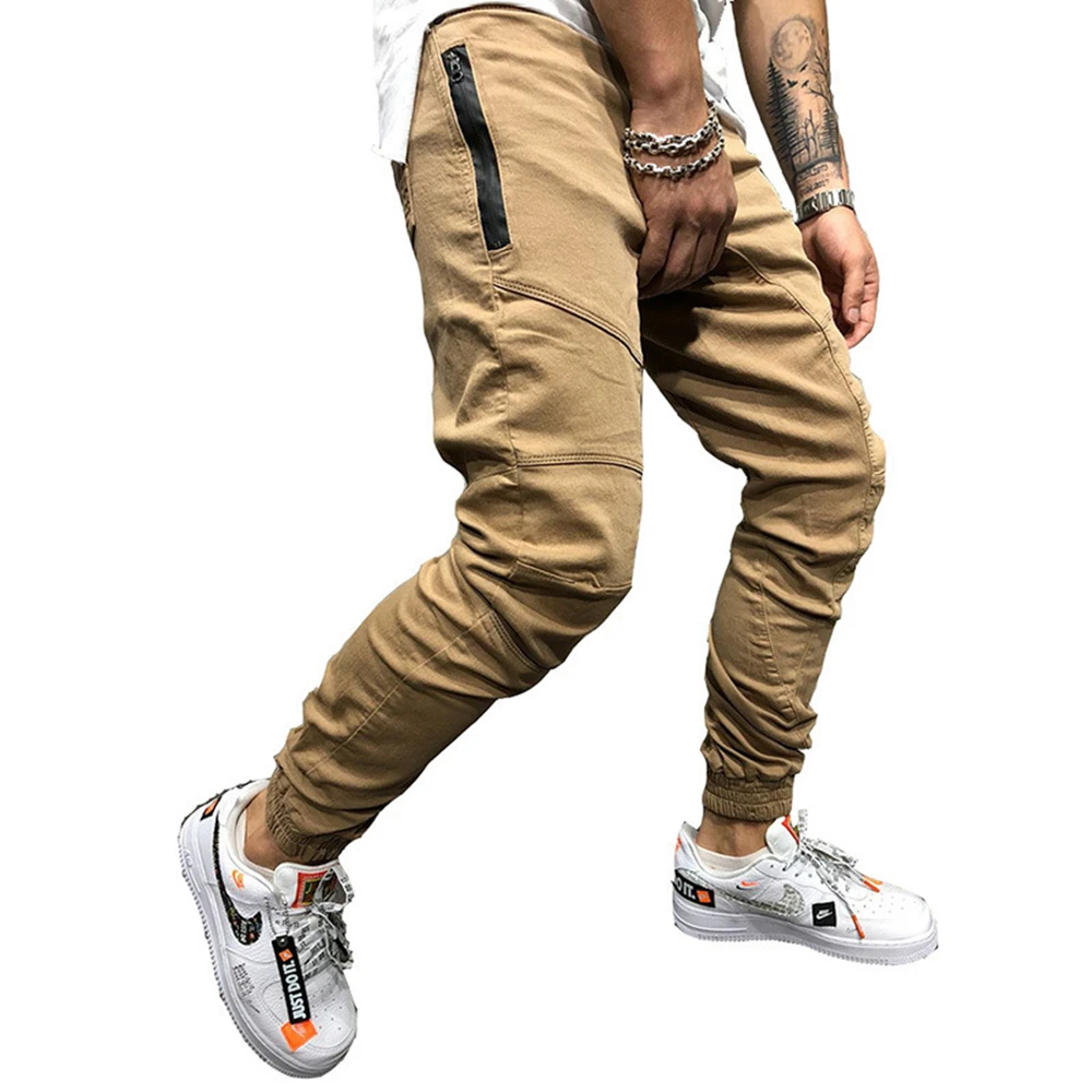 Elastische Taille schlanke Hip-Hop-Baumwolle Mode Sport Männer Cargo hose Bleistift Multi Taschen vielseitige Jogger Streetwear Overalls