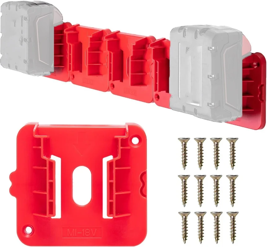 1/5 Pack 14.4V 18V Battery Storage Rack Machine Holder for Dewalt/Makita/Milwaukee Li-ion Battery Wall Mount Tool Bracket New image 5