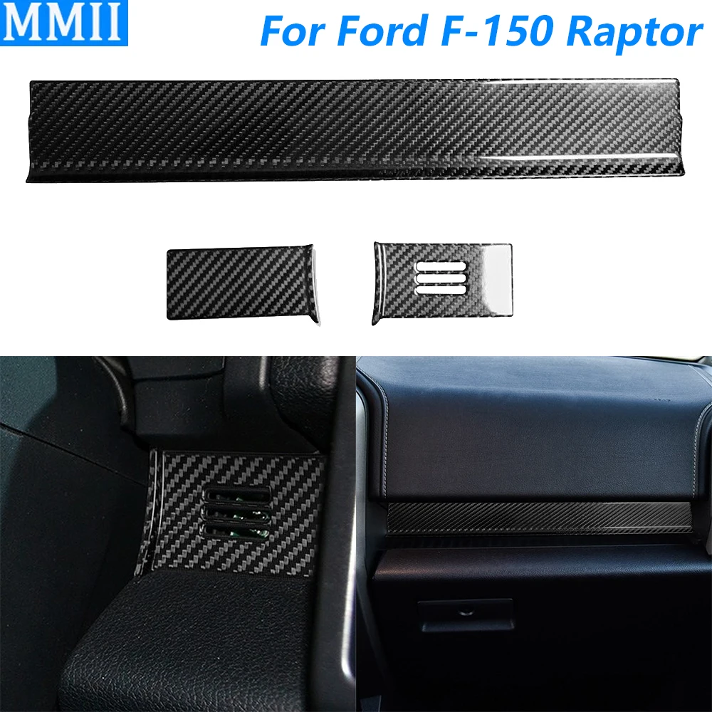 For Ford F-150 Raptor 2015-2020 Real Dry Carbon Fiber Center Console Dashboard Panel Cover Trim Car Modification Accessories