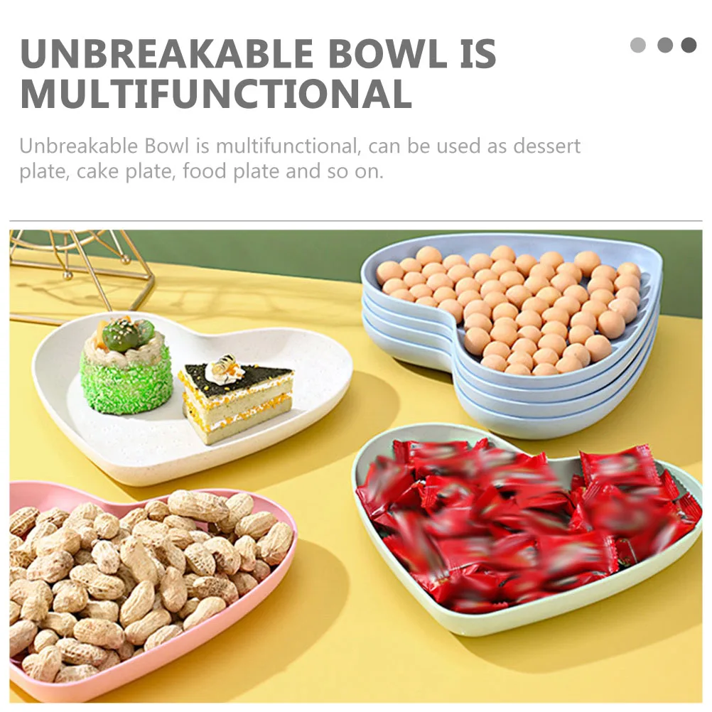

Creative Heart Shaped Plate Set Unbreakable Snack Dessert Kitchen Plates for Home and Restaurant Use