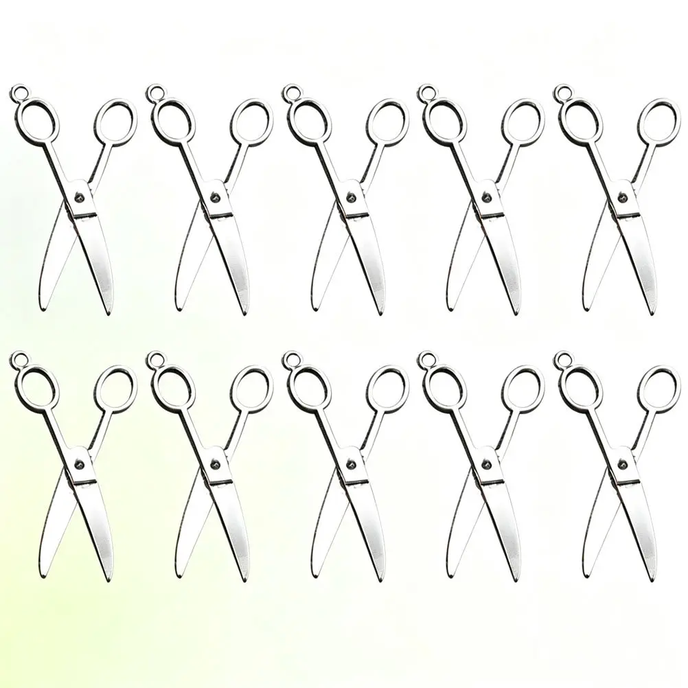 40Pcs Silver Tone Scissors Pendant Charms Alloy DIY Craft Supplies for Necklace Bracelet Keychain Jewelry Making Embellishment