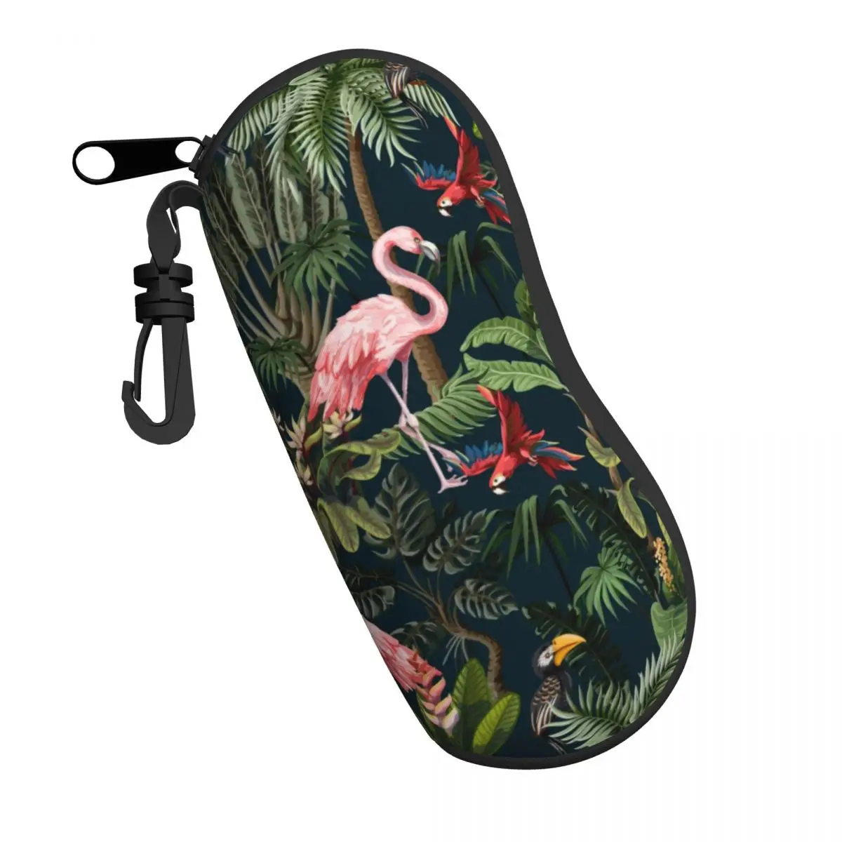 Jungle Pattern With Toucan Flamingo And Parrot Shell Glasses Case Travel Tropical Bird Eyeglasses Case Sunglasses Protector Box