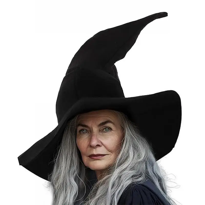 

Halloween Witch Hats Black Folds Wizard Hat for Women Men Masquerade Party Cosplay Props Decoration Carnival Costume Accessory