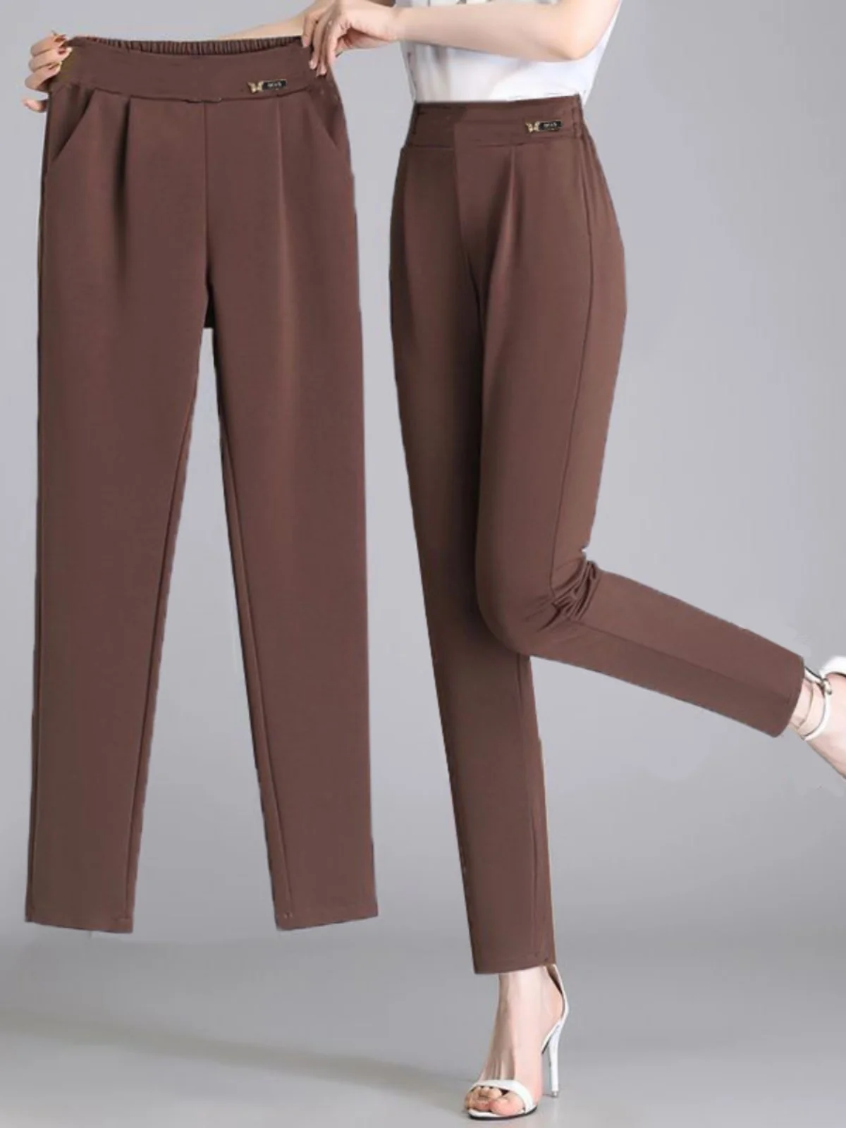 새로운 봄 여름 루즈핏 여성 캐주얼 팬츠 하이웨이스트 하란 나인 포인트 슬리밍 하라주쿠 스타일 패셔너블 올매치