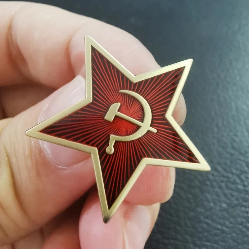 Russia Soviet Red Star Hammer Sickle Enamel Pin Communism Emblem Brooch Perfect Jacket Or Hat Accessories Gifts