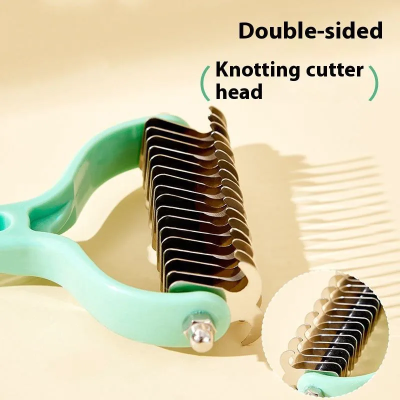 Katze pinsel Katze Pelz Knoten Cutter Haustiere Haar Entfernung Kamm Hund Pflege Verschütten Werkzeuge doppelseitige Edelstahl Pinsel Pet Produkte
