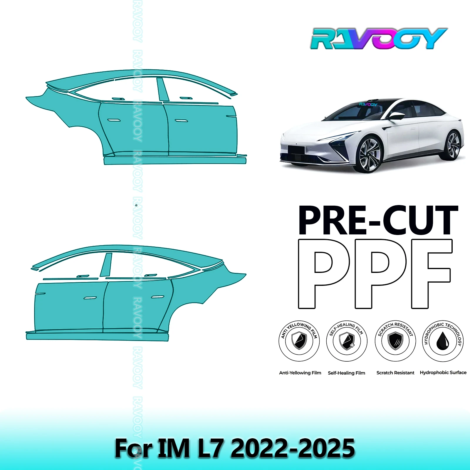 

For IM L7 2022-2025 8.5mil Clear Matte Pre-Cut PPF Door & A/B Pillar Kit TPU Paint Protection Film Set