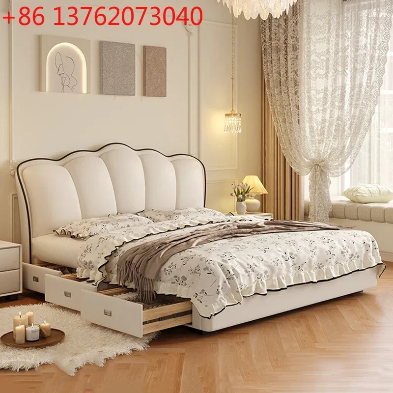 

Design Modern Bed Wooden Girls Sofa Double Frame Princess Sleeping Bed Simple Leather Letto Matrimoniale Lounge Suite Furniture