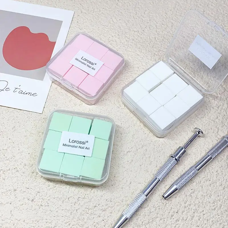 2cm/0.79in Soft Nail Art Sponge 9Pcs/Box Nail Stamper Gradient Effect Painting Gel Halo Dyeing Tool Brush DIY Manicure Salon