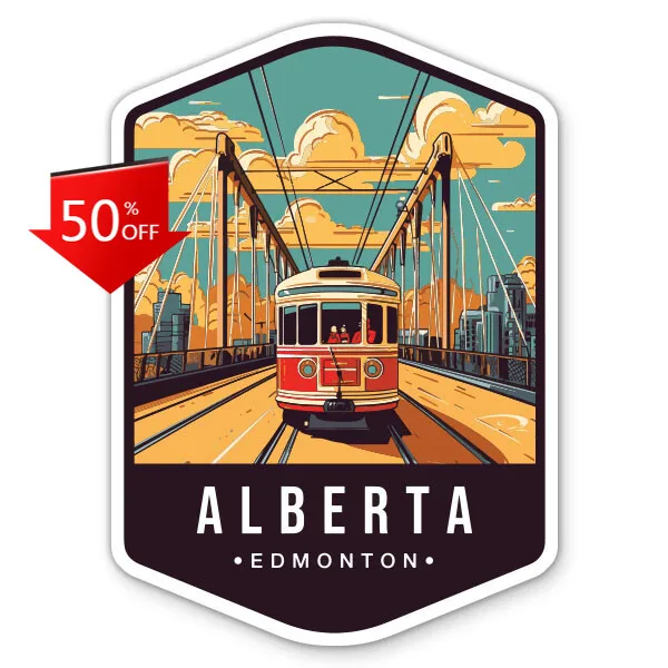 Alberta Canada Edmonton Badge Trendy Bumper Laptop Motor Home Car Gift Funny Retro Unique Cute