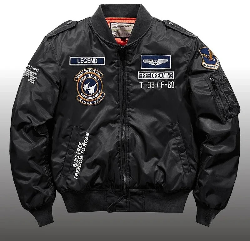

Men's Winter Bomber Jacket MA-1 Pilot Coat Thick Warm Military Aviator Jacket Hip Hop Baseball Motorcycle Jacket for Men